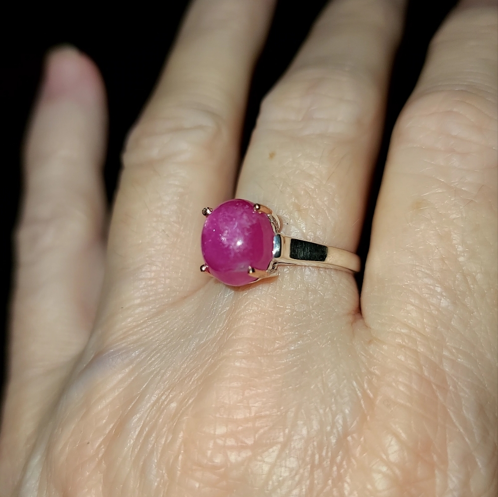 Star Ruby Sterling & Gold solitaire ring sz7 - Picture 9 of 12